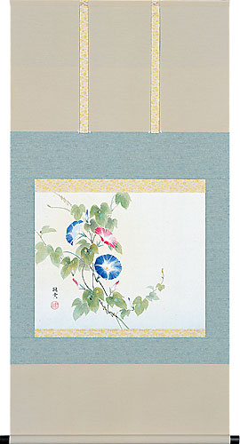 花鳥の掛け軸 佐藤純吉作 朝顔