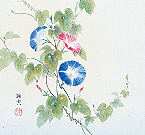 美品 掛け軸 佐藤純吉作 花鳥四季揃図 共箱 4本セット