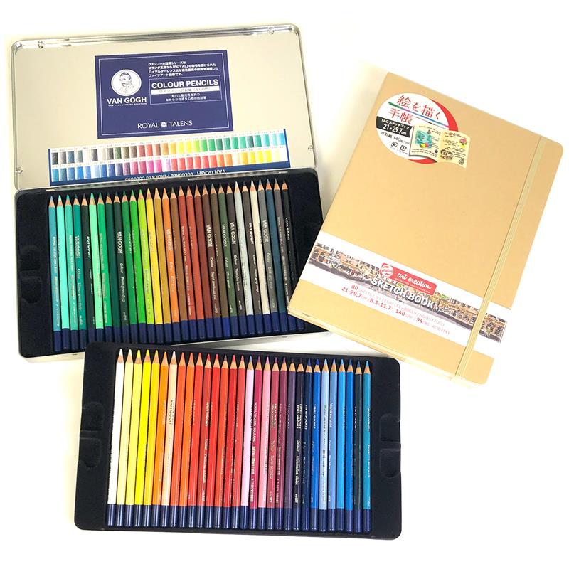 ゆめ画材 オリジナル ヴァンゴッホ 油彩 色鉛筆60色セット スケッチ