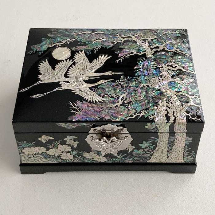 螺鈿の高級ジュエリーボックス・高級螺鈿宝石箱-黒福松 高級結納品箱