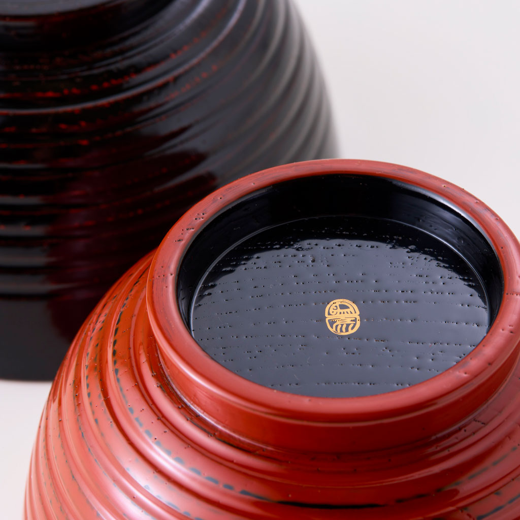 石州好 独楽塗 蕎麦椀 九客 受皿 九客 平安象彦製 共箱(K-A750) 石州好