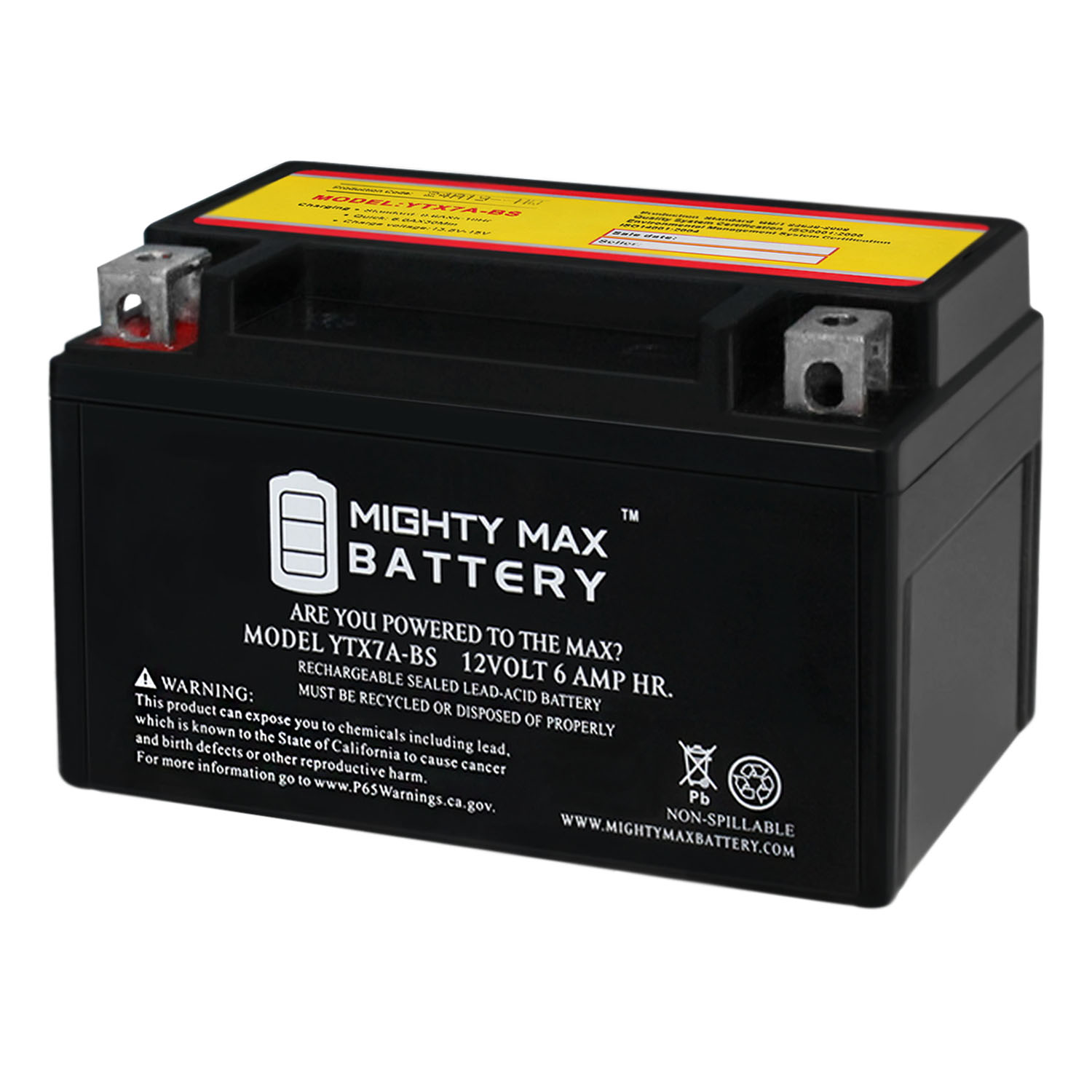 Mighty Max Battery YTX7A-BS Battery for SYM New Duke 125 (2000