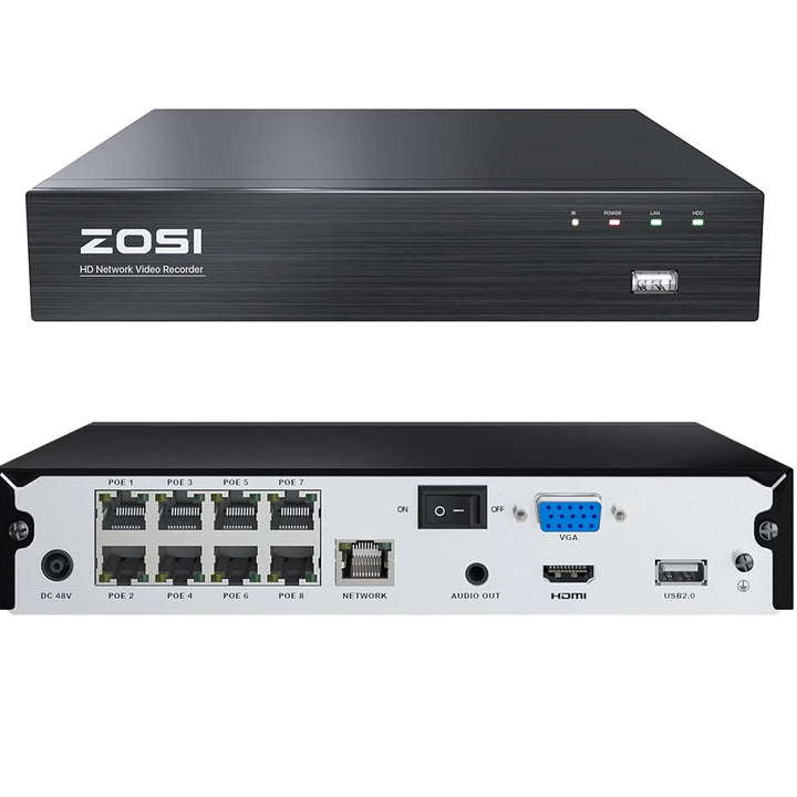 ZOSI 防犯レコーダー 8ch 2tb hdd 800万画素 poe防犯レコーダー NVR