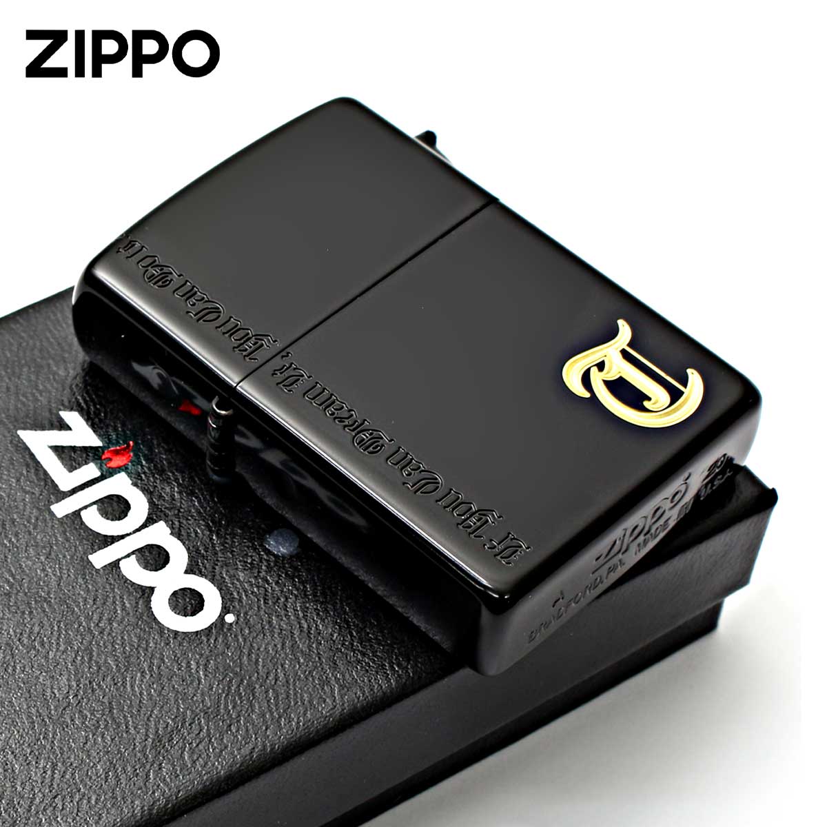 Zippo ジッポー イニシャル T ネームオブラブ ブラック Name of Love