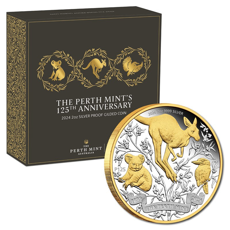 2024 The Perth Mint's 125th Anniversary Gilded 2oz Silver Proof