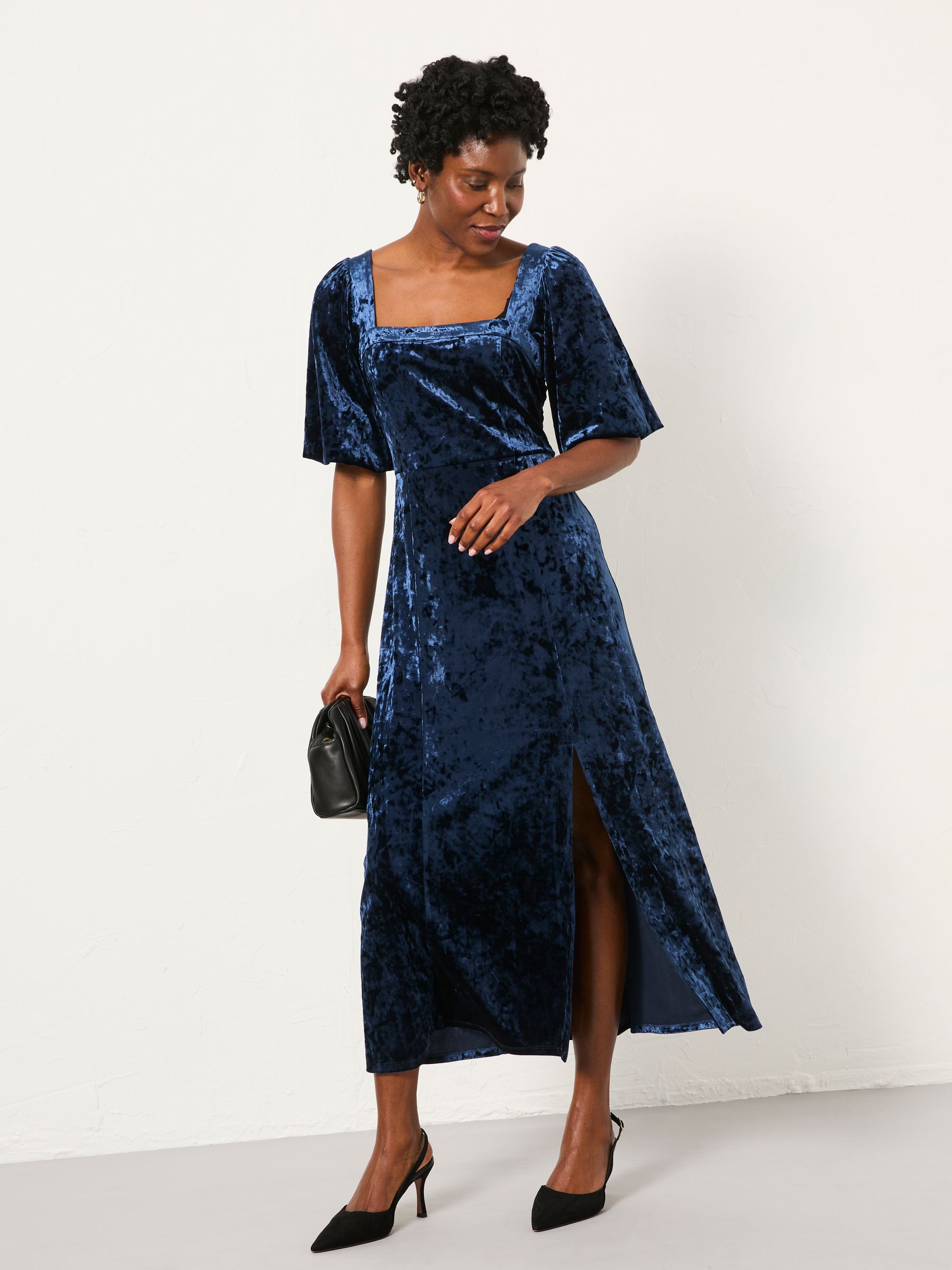 Buy FatFace Isla Indigo Blue Velvet Midi Dress from Next USA