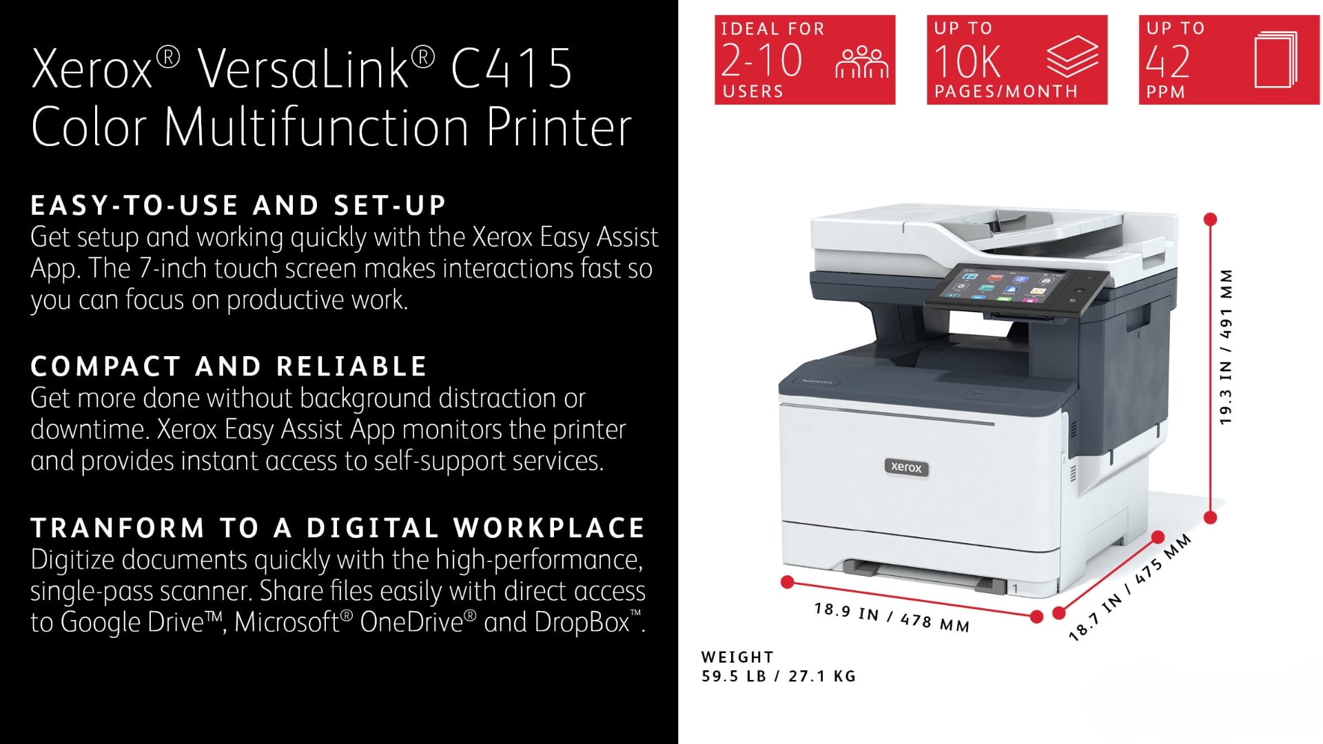 Xerox® Versalink C415 Color Multifunction Printer | Xeos Haiti