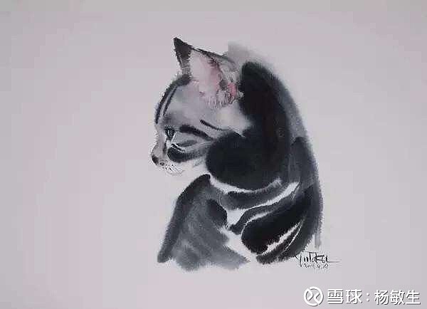 融创中国(01918)$ 日本画家村上豐的水彩画“猫”。神态是如此灵动，质感