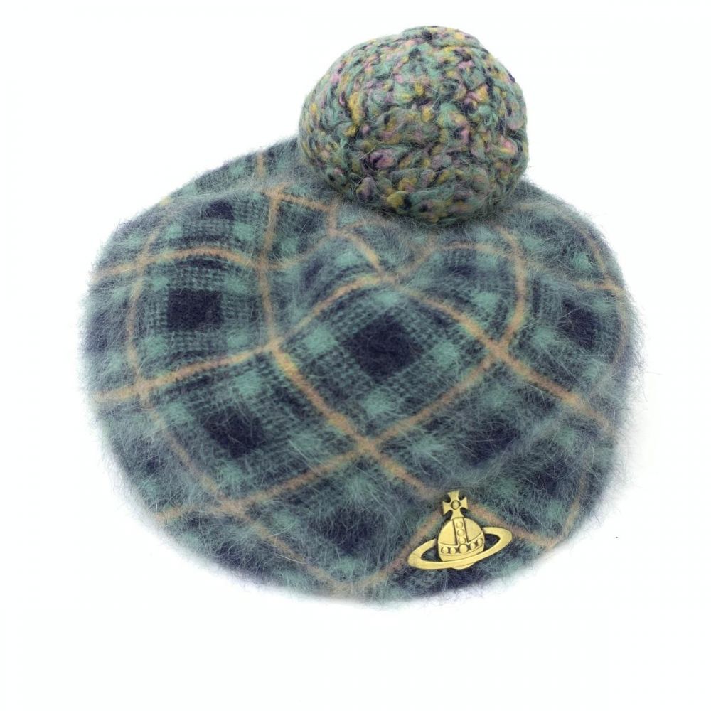 ヴィヴィアンウエストウッド/ニット帽/ベレー帽/ボンボン/チェック柄