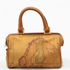 プリマクラッセ/2WAYボストンバッグ/地図柄/PVC/キャメル/スト社外