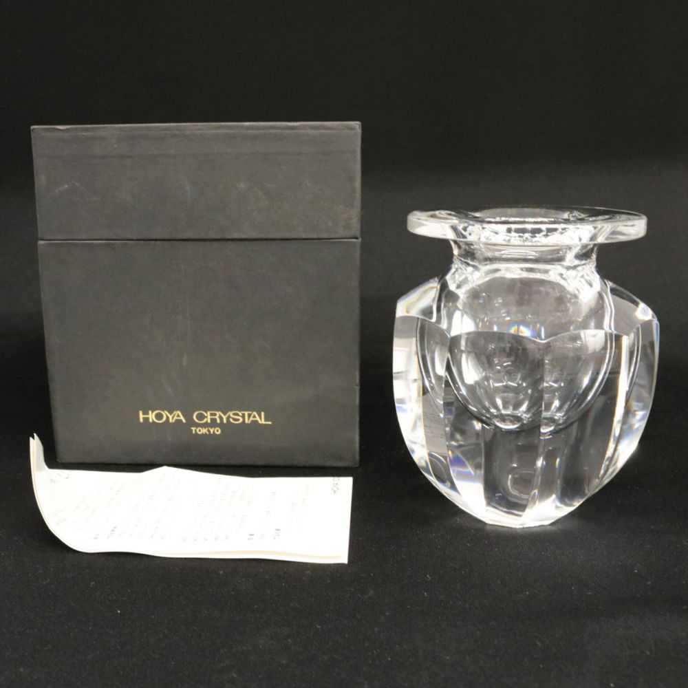 HOYA ホヤ 佐々文夫 フラワーベース 花瓶 クリスタル ガラス の高価