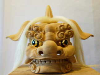 獅子頭『一夢』横山一夢在銘共箱縁起物魔除け正月金獅子