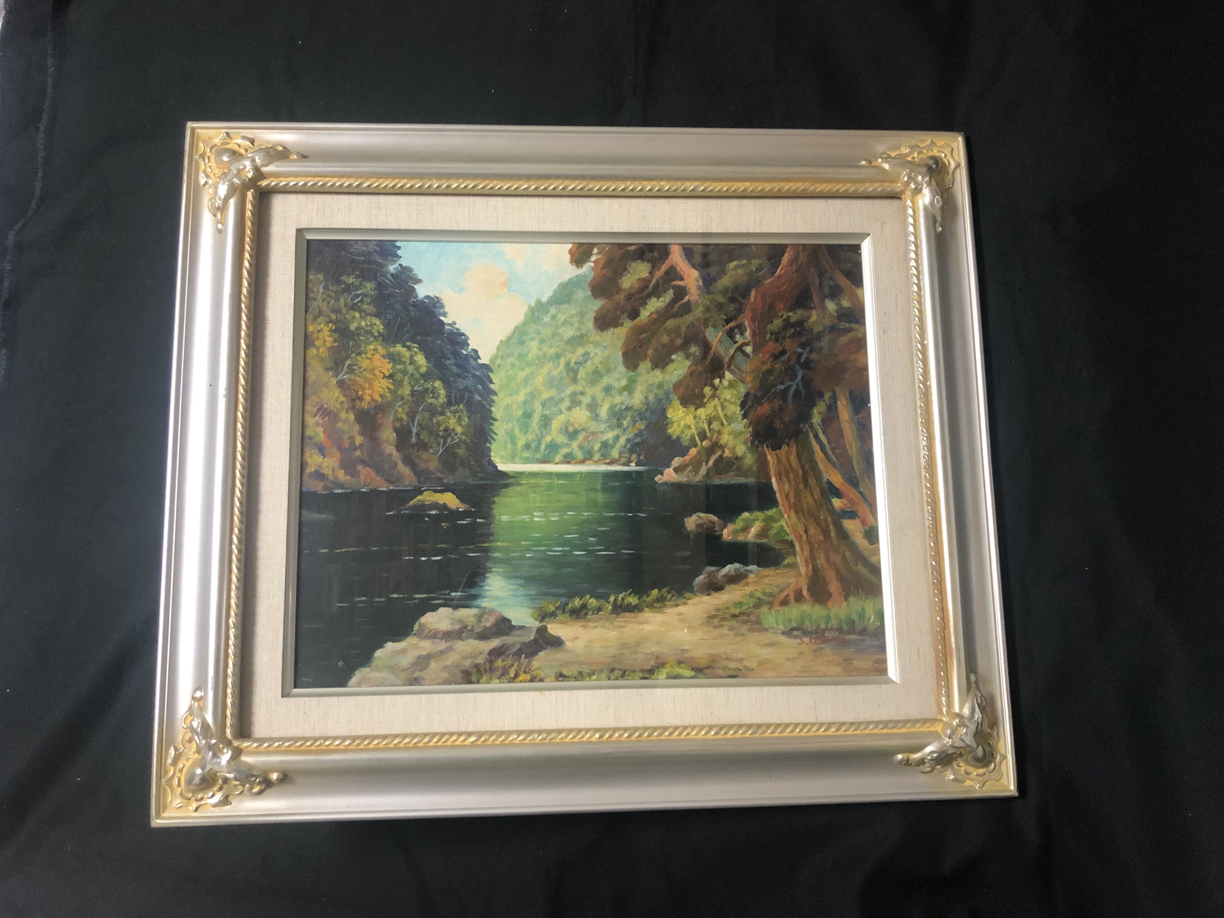 真作】絵画 作者不詳 サイン有 油彩12号 風景画 逸品 R55 真作】