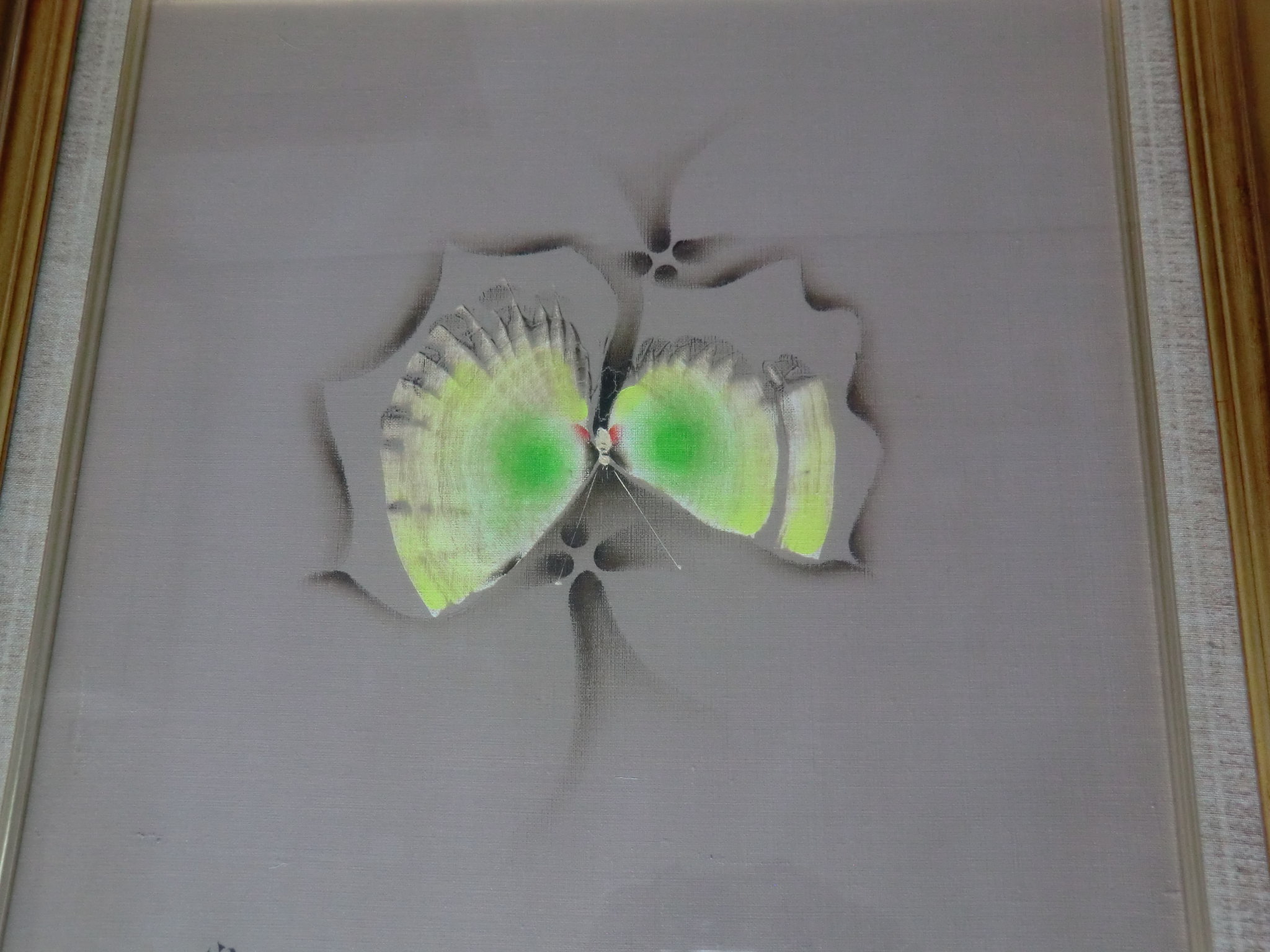 真作 小練武志 50号油彩「虹に舞う蝶」独自の幻想的な色彩描写 幻想