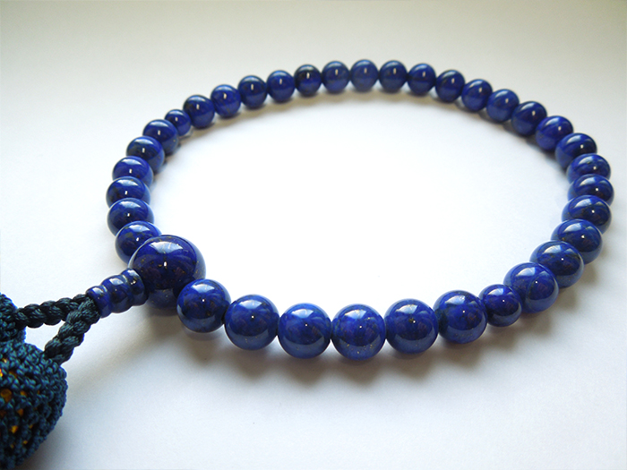 ラピスラズリ尺二丸片手鉄紺二五房共仕立 お数珠の安田念珠店へ