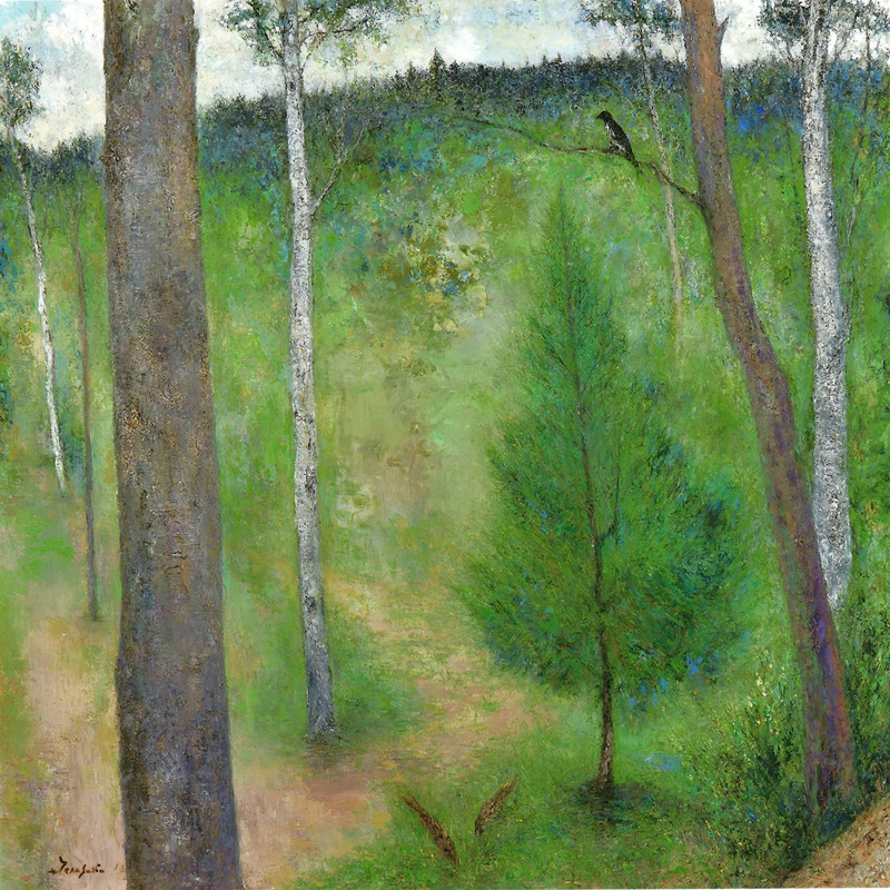 白樺の森 長野 油絵 F10 白樺の森 長野 油絵 F10 油彩画 小林幸三