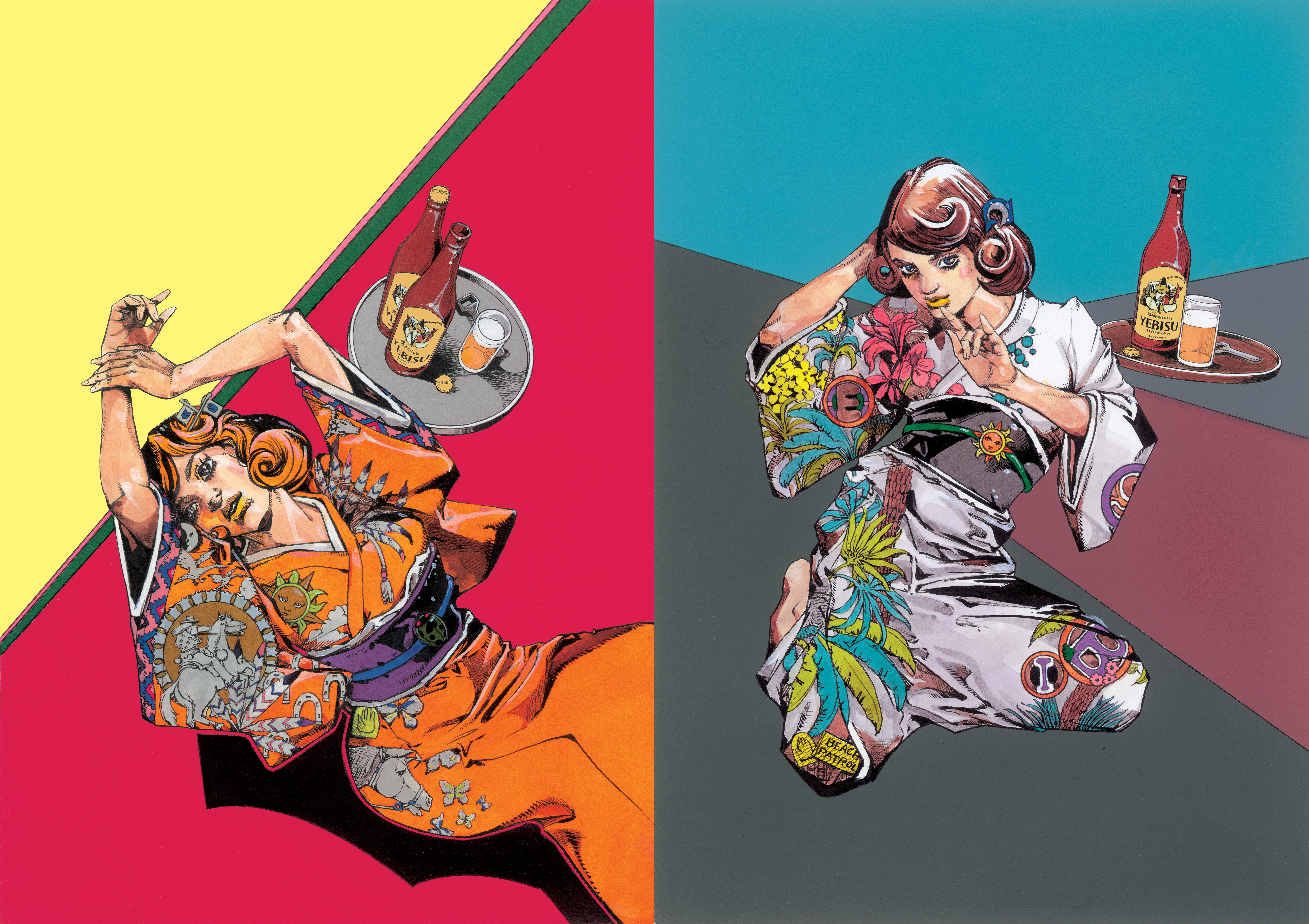 B2ポスター全4種セット エビス 荒木飛呂彦 描き下ろし美人画 新品未開封