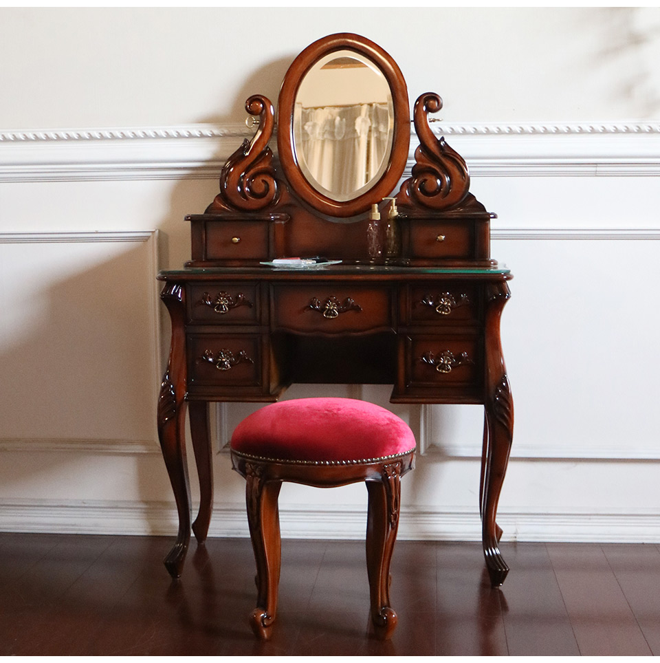一面鏡ドレッサー ブラウン｜高級マホガニー家具VENECHIA｜おしゃれ