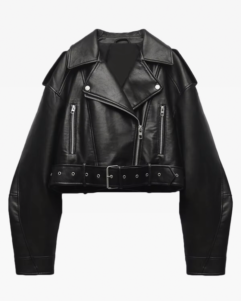 Cropped Leather Jacket Womens | Y2K Wave