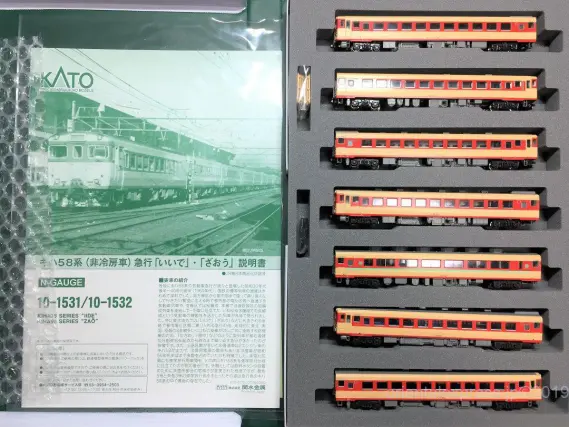 キハ58系(非冷房車) 急行「いいで」が入線しました。KATO 10-1531