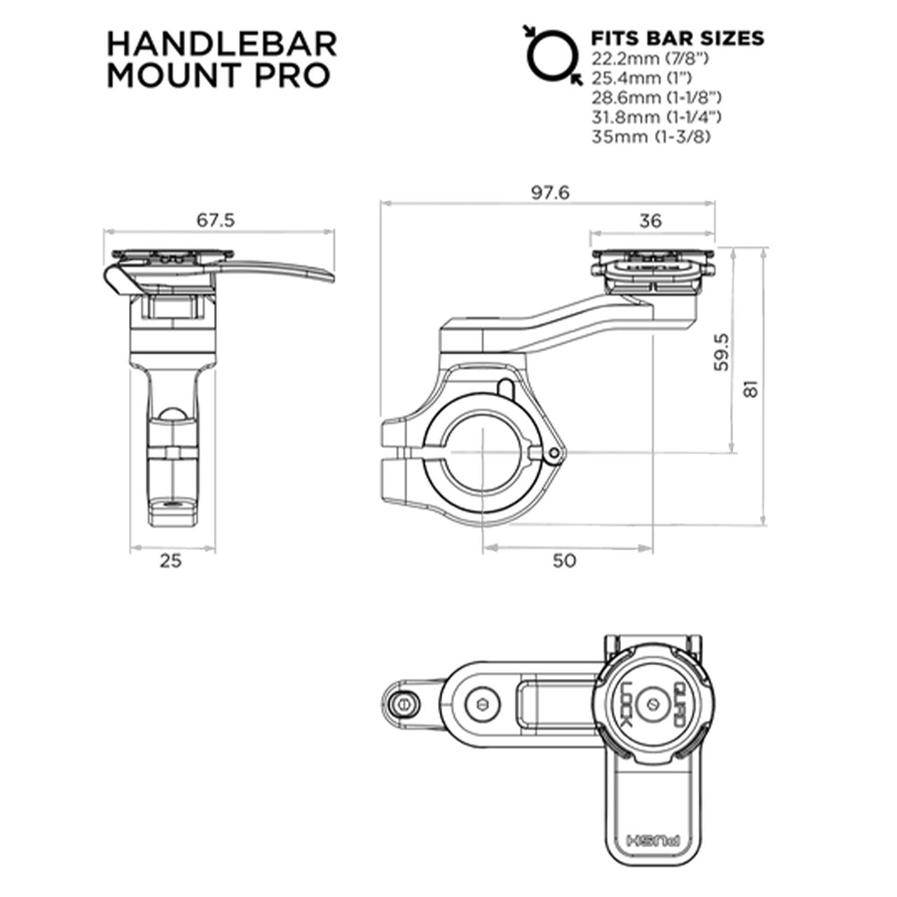 クアッドロック□モーターサイクル ハンドルバーマウント PRO QUAD