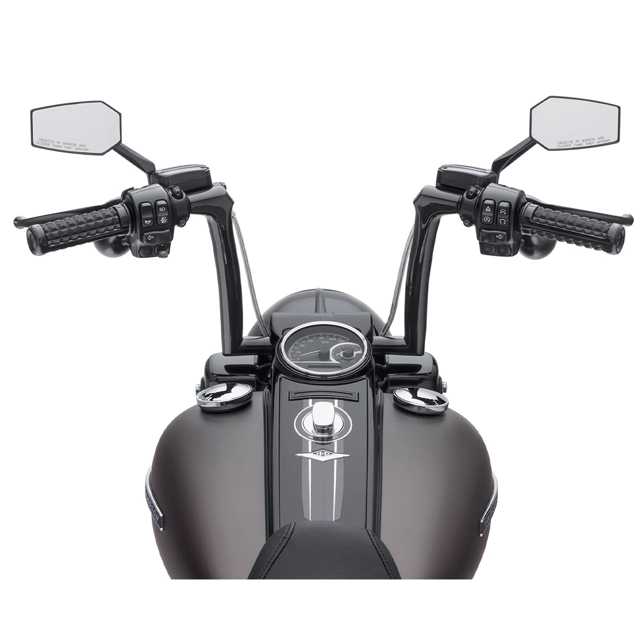 ハーレー純正□ヒューズド・ロー・ハンドルバー グロスブラック【18年