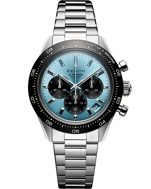 アクアブルーの文字盤でエレガンスをより高めたゼニス「クロノマスター