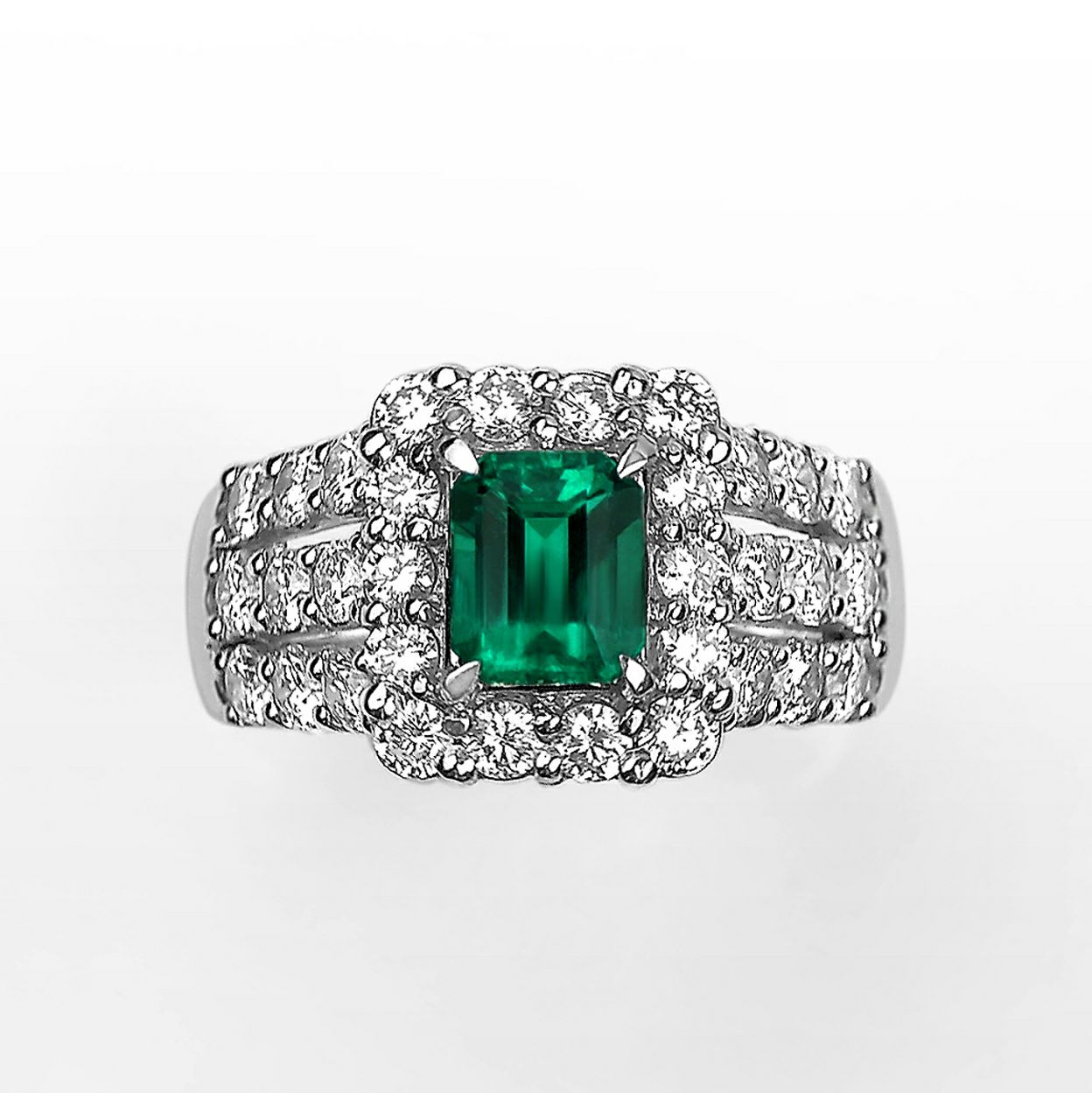 天然 エメラルド ダイヤモンド Pt900 プラチナリング 宝石鑑別書付