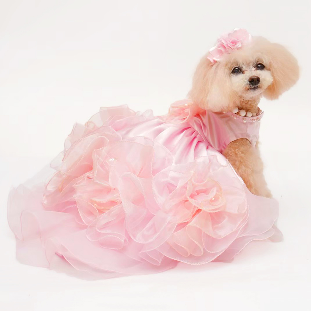 犬猫服ドレス1点限り ピンクの豪華ドレス Sサイズ | 犬服・猫ペット服