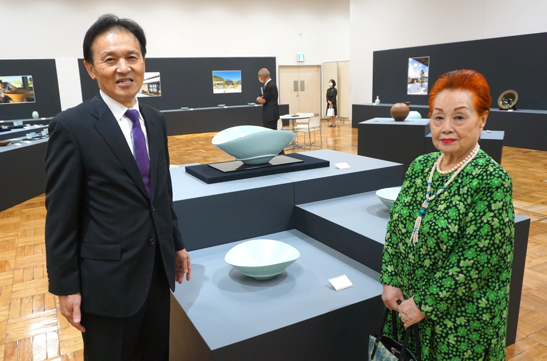 未使用】小石原焼 人間国宝 福島善三 中野月白瓷ぐい呑 共箱