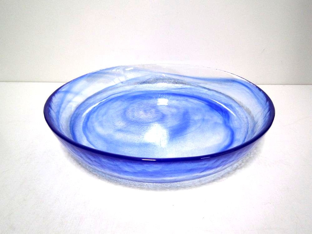 未使用 月夜野工房 ガラス大型花器 水盤 大皿 585×470 未使用 月夜野