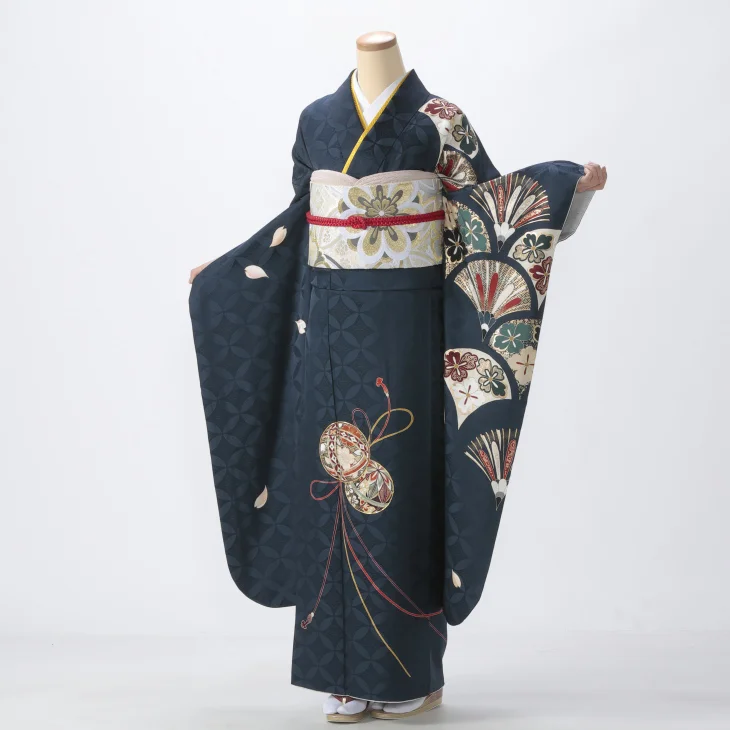 振袖フルセット 身丈155裄66.5 色無地振袖 緑 洒落紋 シンプル 成人式