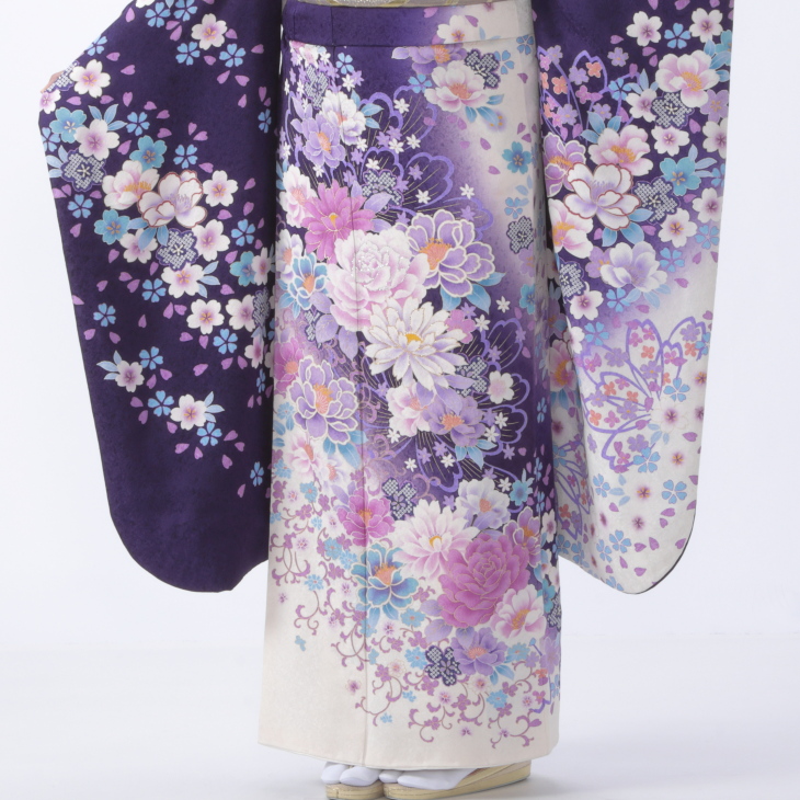 f0514151r2】【紫系】振袖 レンタル フルセット Mサイズ 【状態:A