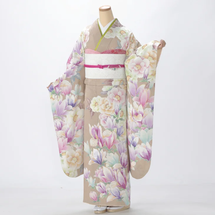 f0522573r2】【ピンク・オレンジ系】振袖 レンタル フルセット Mサイズ