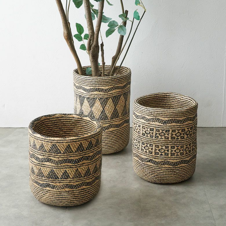 インドネシア カリマンタン島 ダヤック族ロタン編み背負籠 かごバッグ