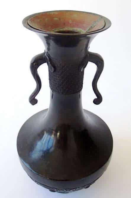工芸品 Japanese Bronze Glazed Vase with Handles 工芸品 Japanese