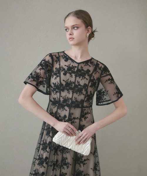 Leja（レジャ） ドレス 「LEJA」花柄後ろリボン半袖キャミワンピース