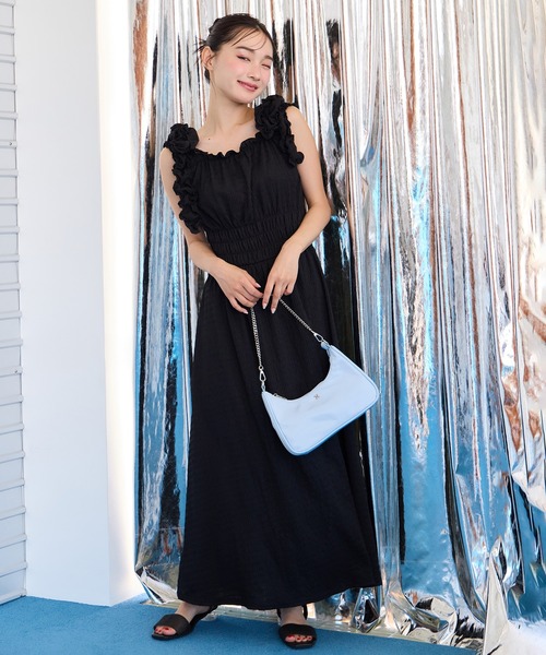 one after another NICE CLAUP ワンピース リボン取り外し可能/肩