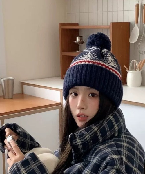 2025年 コムデギャルソン ガール ニット帽 ネイビー リボン付き 2025年