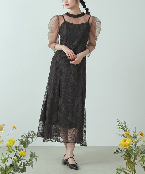 Kana ドレス チュールボレロ ざっくりレース 3way フレア キャミ