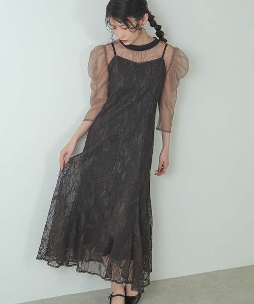 Kana ドレス チュールボレロ ざっくりレース 3way フレア キャミ