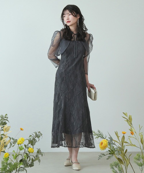 Kana ドレス チュールボレロ ざっくりレース 3way フレア キャミ