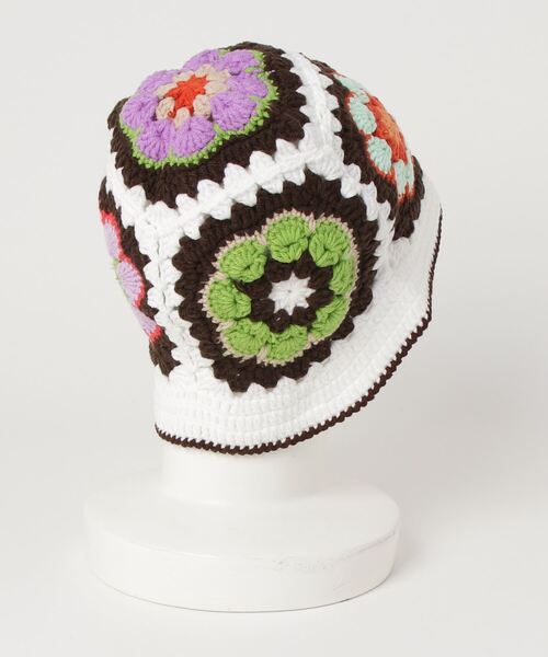 帽子 ハット 「HIKA」花モチーフカギ編みニットHAT レディース メンズ