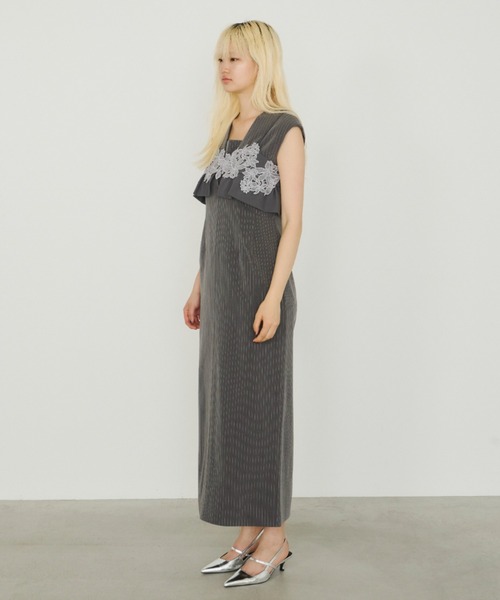 ANDRESD ドレス ピンストライプスリーブレスビスチェドレス