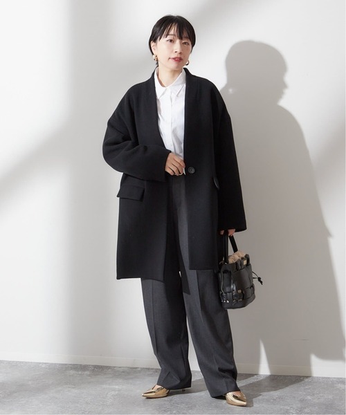 JOURNAL STANDARD L'ESSAGE コクーンミドルコート紺