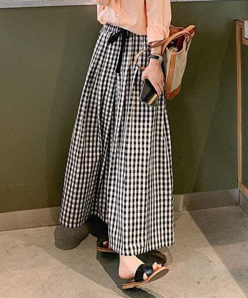 パンツ ギンガムチェック ワイドパンツ レディース : ZOZOTOWN Yahoo