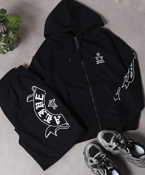 パーカー 「セットアップ 対応」CVC裏毛 袖ロゴ ZIPパーカー / CVC