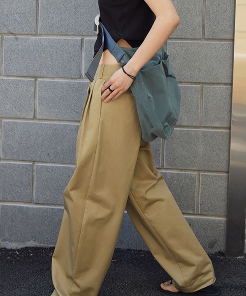 チノパン タック入りワイドチノパン レディース : ZOZOTOWN Yahoo!店