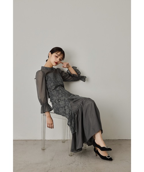 niana（ニアナ） ドレス シャーリングスリーブ花柄レースドレス 結婚式