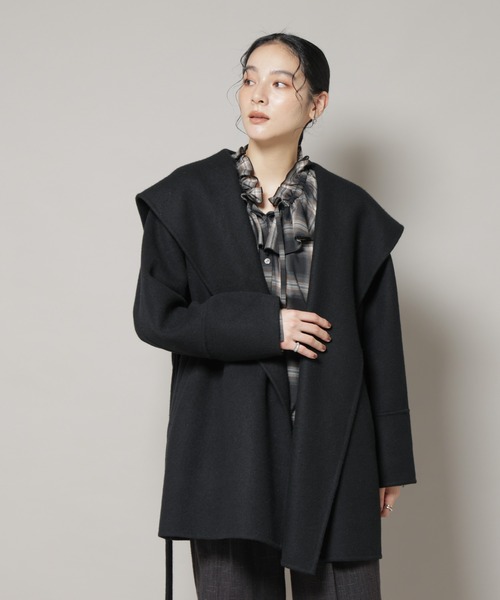 未使用級 マリナリナルディ ステンカラーコート リバーシブル クチート